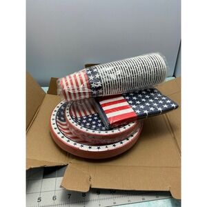 LIYH 120 Piece Independence Day Plates and Napkins Patriotic Theme
